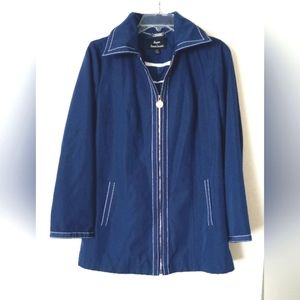 Dennis Basso XXS women's all seasons Navy & white coat with removable ho…